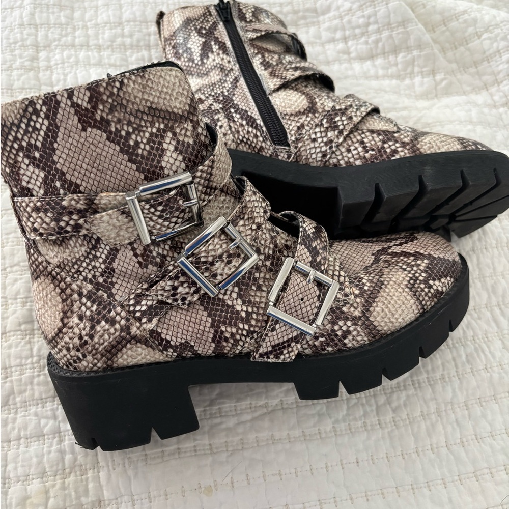 BP Snakeskin Combat Boots with Buckles